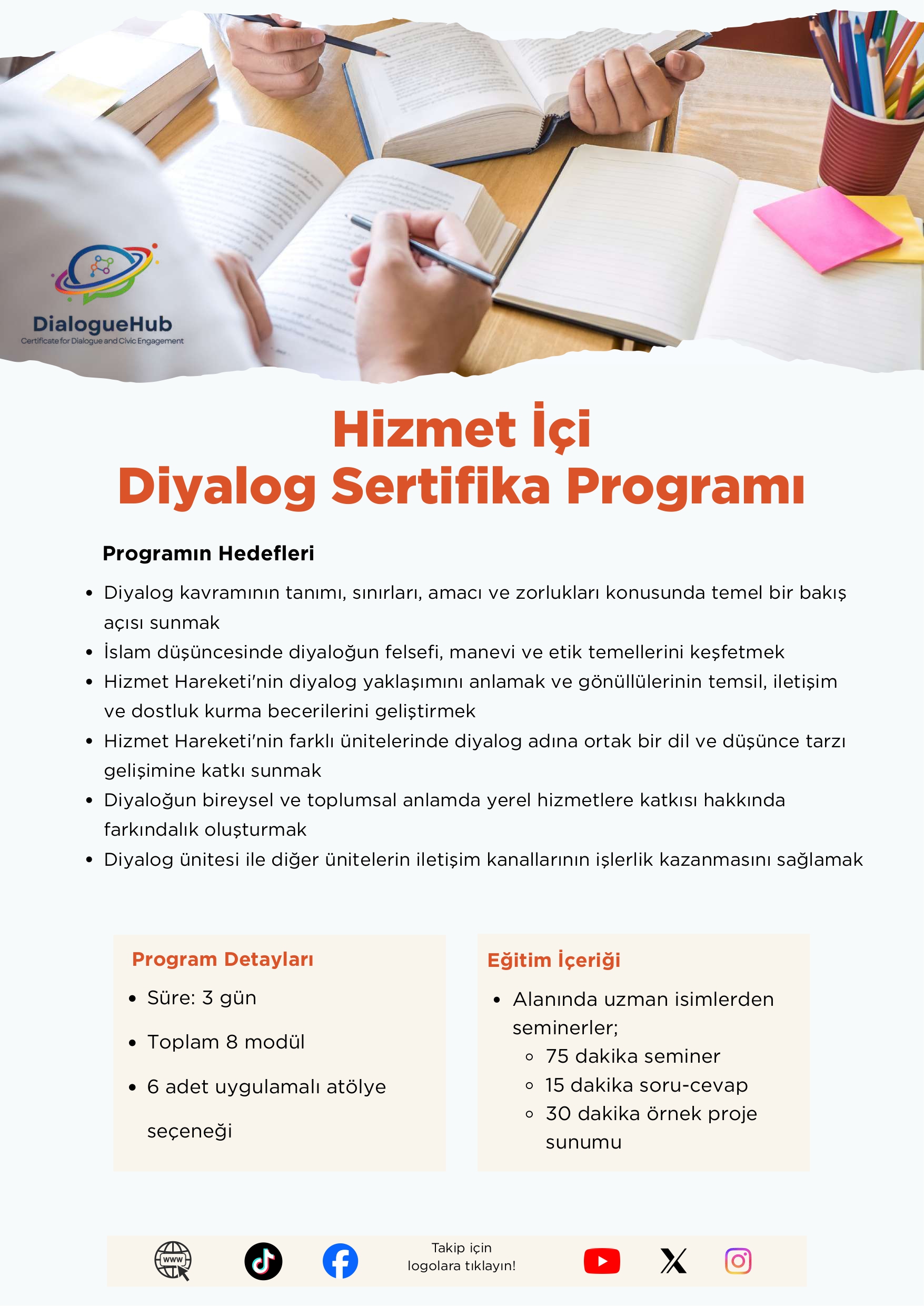 Hizmet Movement Internal Dialogue Certificate Program course flyer